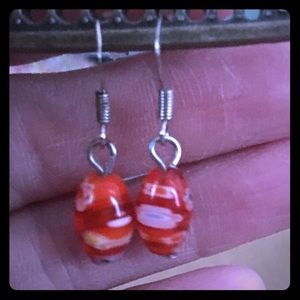 Handmade lamp work glass bead earrings